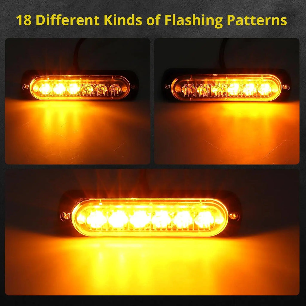 Car Led Strobe Warning Light Grill Flashing Emergency Truck Trailer Beacon 6 LED Side Flash Signal Lamp For 12~24V vehicle