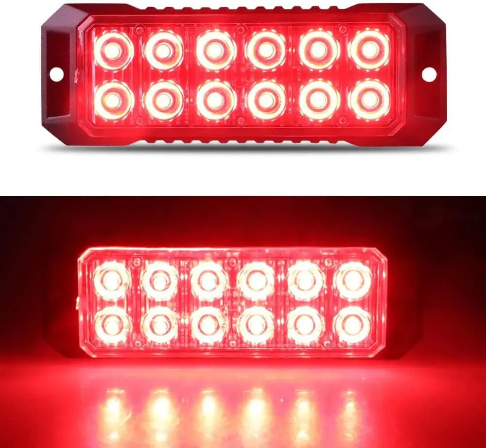 LED Flashing Strobe Lights for 12-24V Trucks 12LEDS Car Vehicle Mini Grille  Head Emergency Beacon Hazard Warning Lights