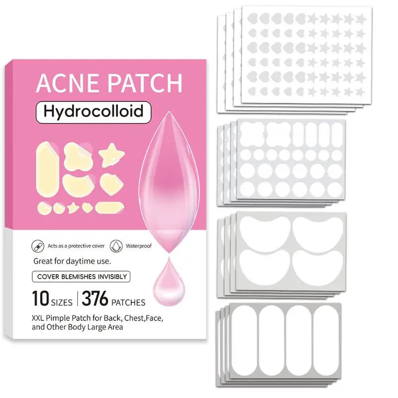 Large Pimple Patches Bulk For Face Hydrocolloid Multi-shape Invisible Removal Acne Patches Covering Body Forehead Chin Blemishes