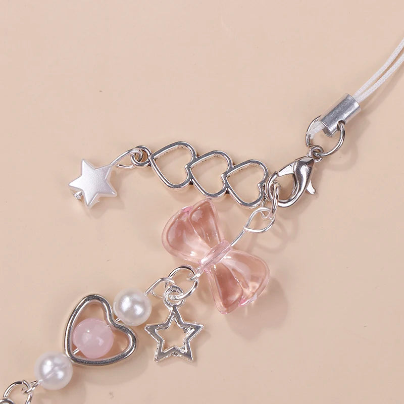 Creative Beaded Delicate Cell Phone Pendant Hanging Chain Sweet Y2K Phone Case Headset Backpack Accessories Gift
