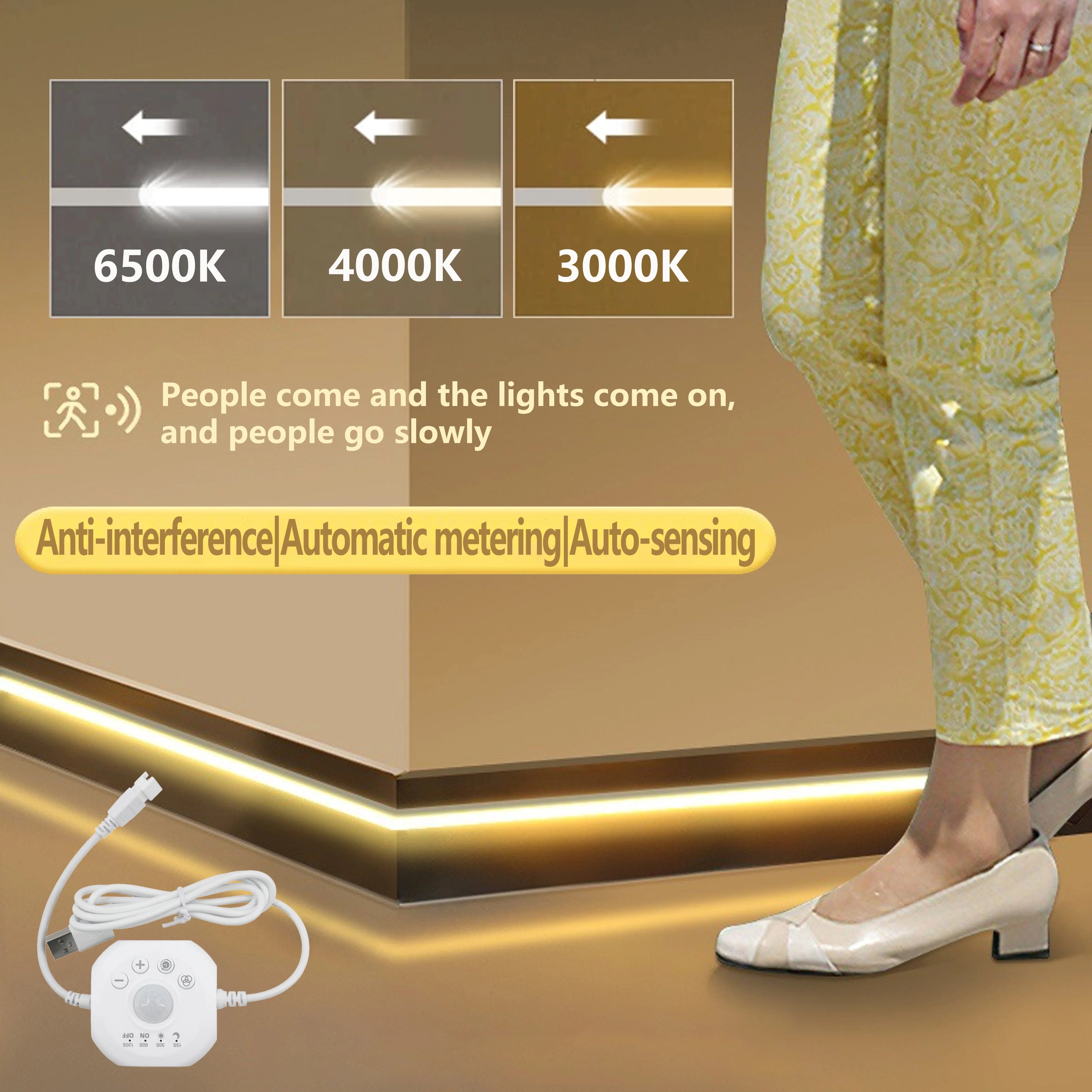 USB Motion Sensor LED Strip, Motion Activated Light with Chase Effect for Stairs, Under Bed and Cabinet