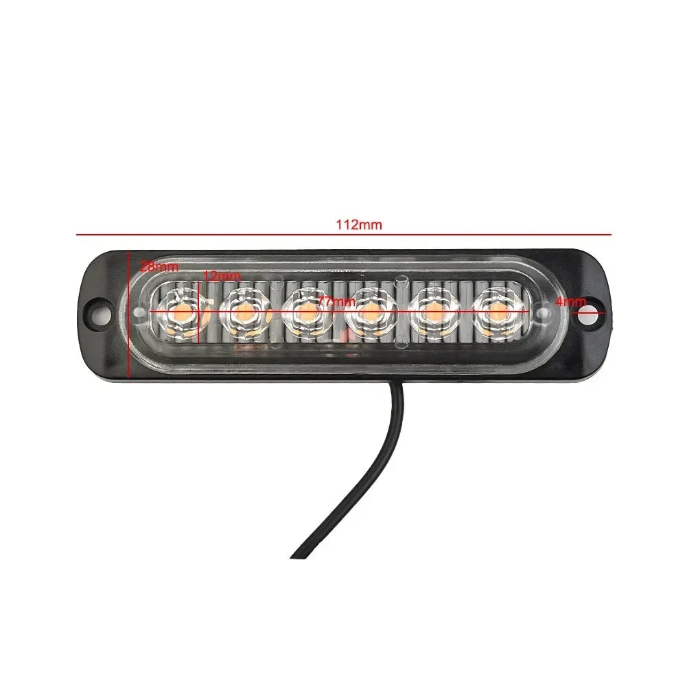 12V-24v Car Led Light Bar Amber Car Truck Side Marker Light Turn Light Bar Indicators Lamps Hazard Beacon Warning Lamp 6 Led