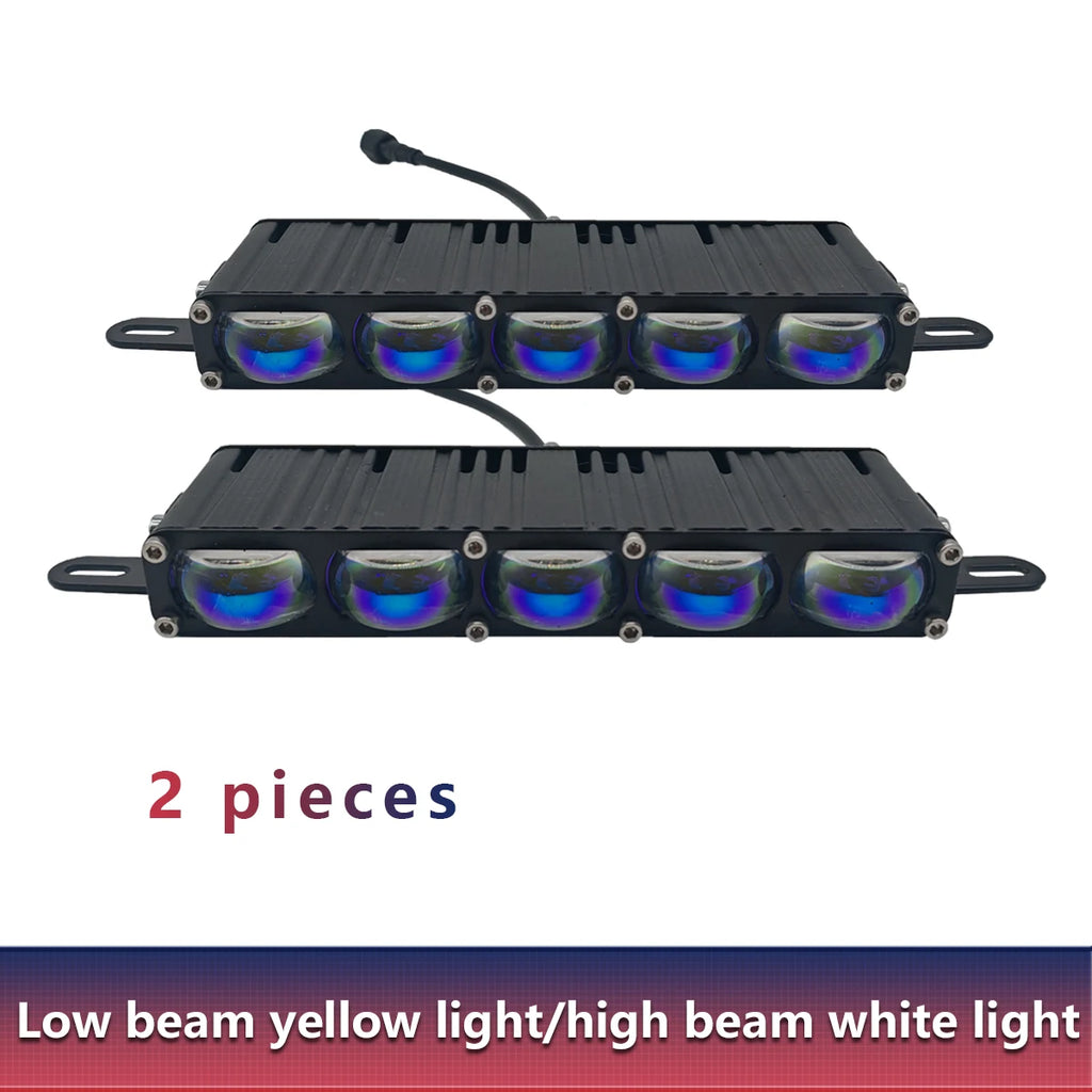 5 LED Car Grill Driving Lights Projector Fog Lamp for Truck Offroad UTV ATV Motorcycle Universal LED Bar Hi-Lo Beam White Yellow