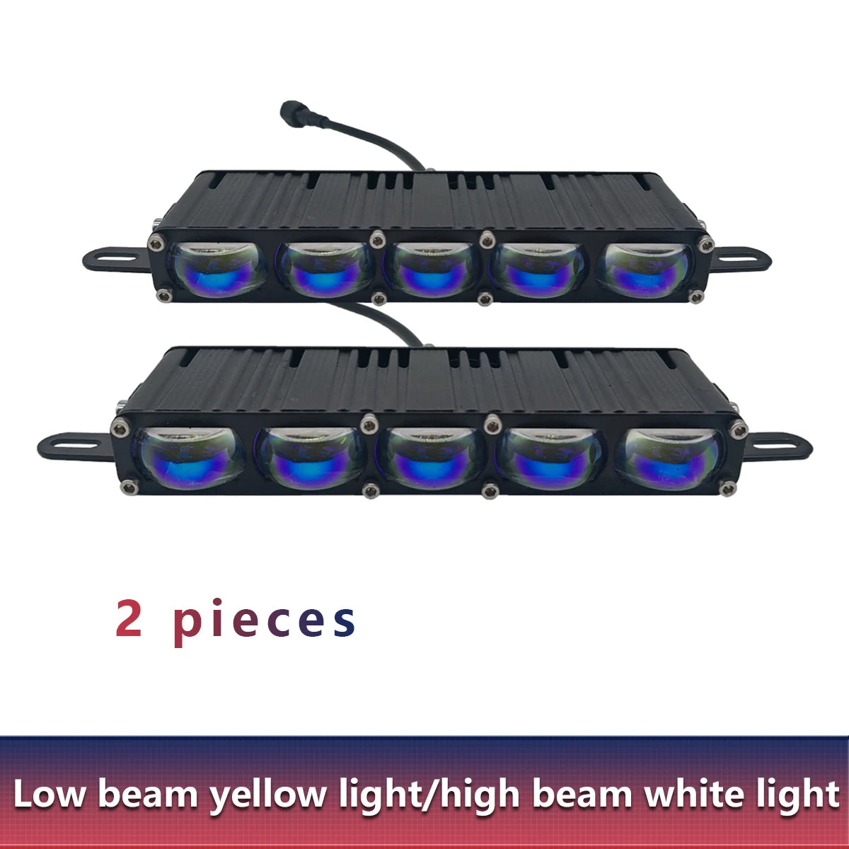 5 LED Car Grill Driving Lights Projector Fog Lamp for Truck Offroad UTV ATV Motorcycle Universal LED Bar Hi-Lo Beam White Yellow