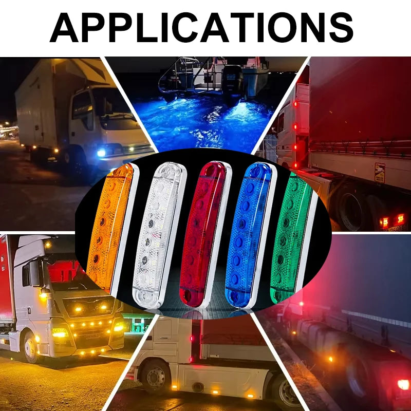12V- 80V 6LED Warning Flashing Lights Front Rear Clearance Indicator Lamp Side Marker Lights for Trailer BUS Van Caravan Truck