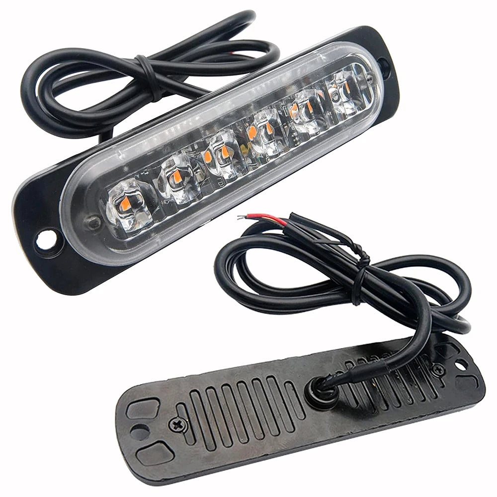 Car Led Strobe Warning Light Grill Flashing Emergency Truck Trailer Beacon 6 LED Side Flash Signal Lamp For 12~24V vehicle