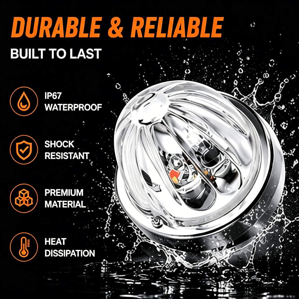2 Pcs Truck Pickup ABS Watermelon Strobe Light Side Marker Indicator Turn Signal Brake Lamp LED Flashing Side Marker For Truck