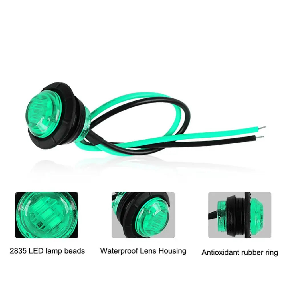 10pcs 24V 3 / 4 Inch Led Truck Side Marker Light Round Turn Light for Truck RV Car Bus Trailer Caravan Boat