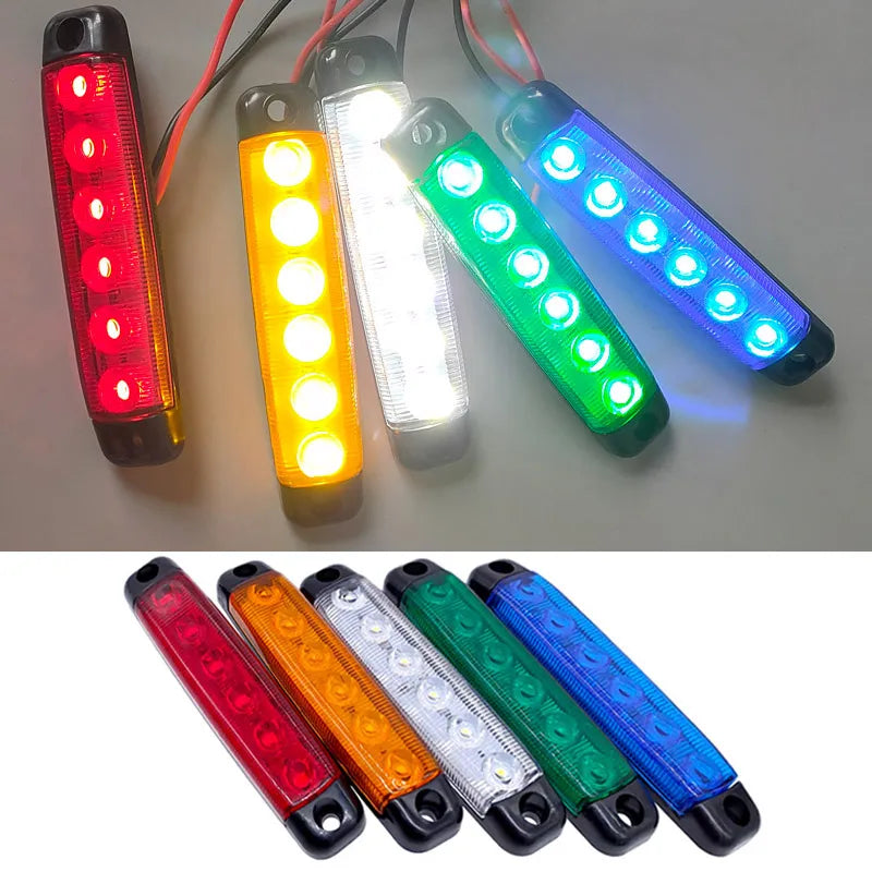 2Pcs 6LED 12V/24V Truck Trailer Side Marker Indicators Clearance Light Car Brake Rear Highlight Tail Light Warning Signal Lamp