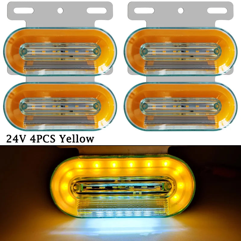 4pcs 24V LED Marker Lights Trailer Camion Clearance Lights for Volvo Truck Side Lights Cargo Lamp Lorry Tractor Turn Signals