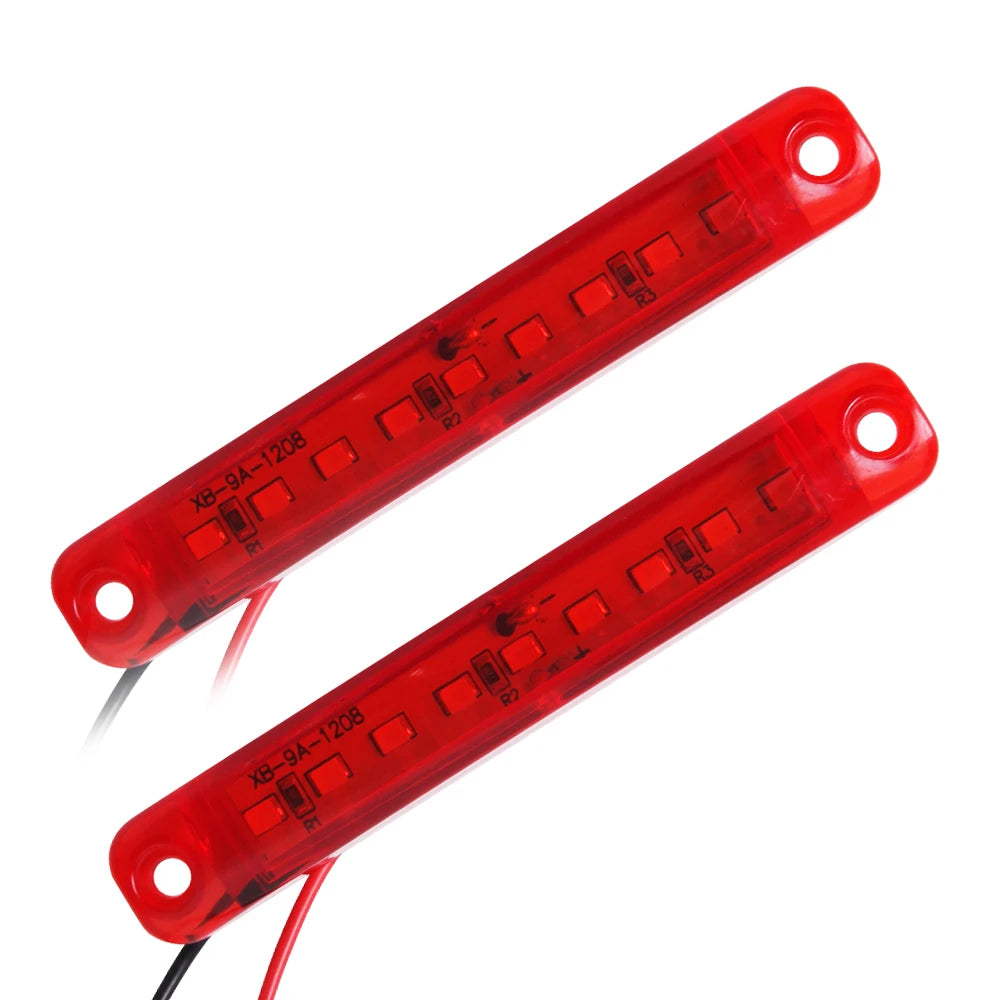 12V 24V 9 LED Warning Lamp Truck Trailer Side Marker Indicators Light Car Signal Brake Rear Warning Tail Clearance Light