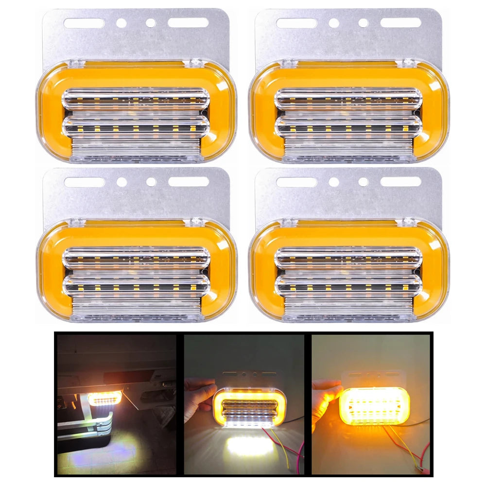 4Pcs 12V 24V Cargo Light Truck Sidelight LED Side Marker Parking Lights For Trailer Clearance Lamp Dynamic Turn Signal