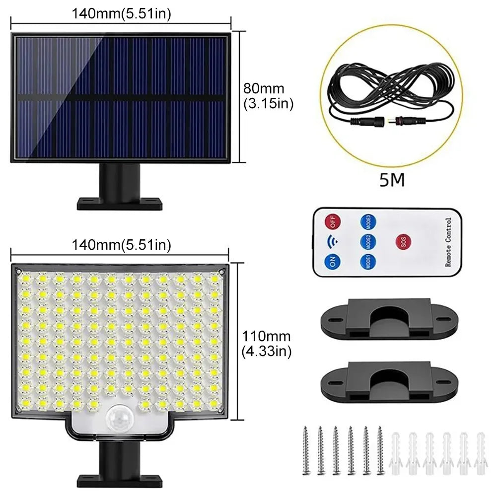 106 LED Solar Motion Sensor Lights with 3 Brightness Modes, Outdoor Wall Lights for Front Door