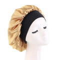 Women's Satin Solid Bonnets Wide-brimmed Night Sleeping Bathing Hat Unisex Head Wrap Elastic Band Cap Hair Care Bonnet