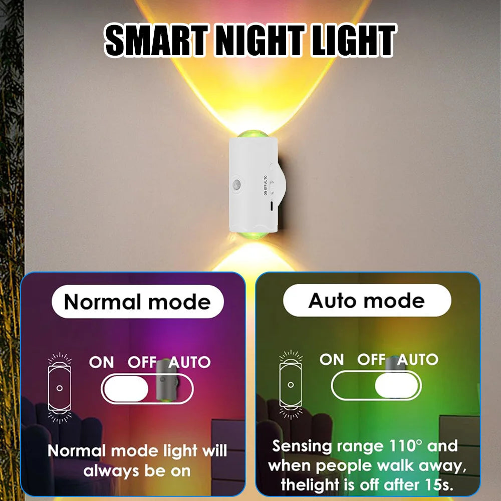 16 Color LED Night Light Motion Sensor Wall Lamp With Remote Control Rechargeable Magnetic Attraction Indoor Atmosphere Lights