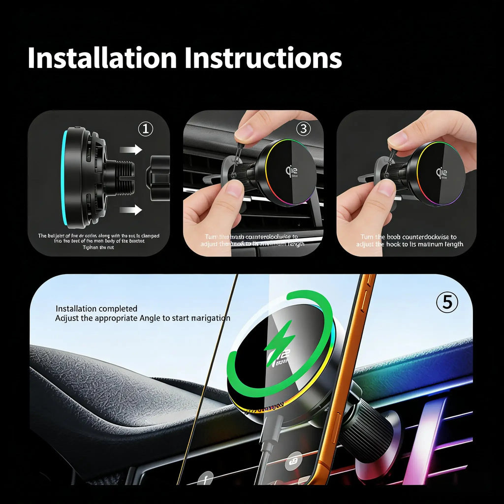 25W Car Wireless Charger Universal Fast Charging Station Air Vent Phone Holder Stand for Magsafe iPhone 17 16 15 14 13 Pro Max