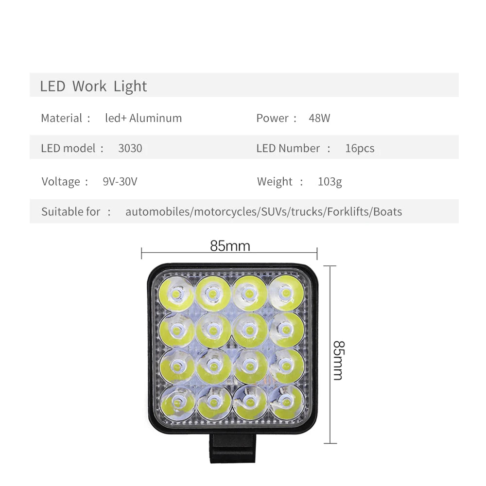 12V 24V LED Floodlight Car ATV Off-Road Driving Fog Lamp White Work Light Strip For Truck Car SUV 4WD Boat ATV Barra LED Lights