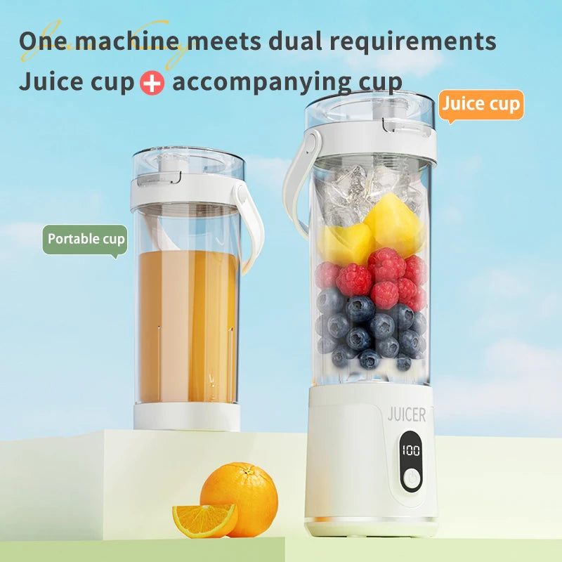 Portable Blender 600ML Electric Juicer Fruit Mixers 4000mAh USB Rechargeable Smoothie Outdoor Fresh Fruit Blender Personal Juice