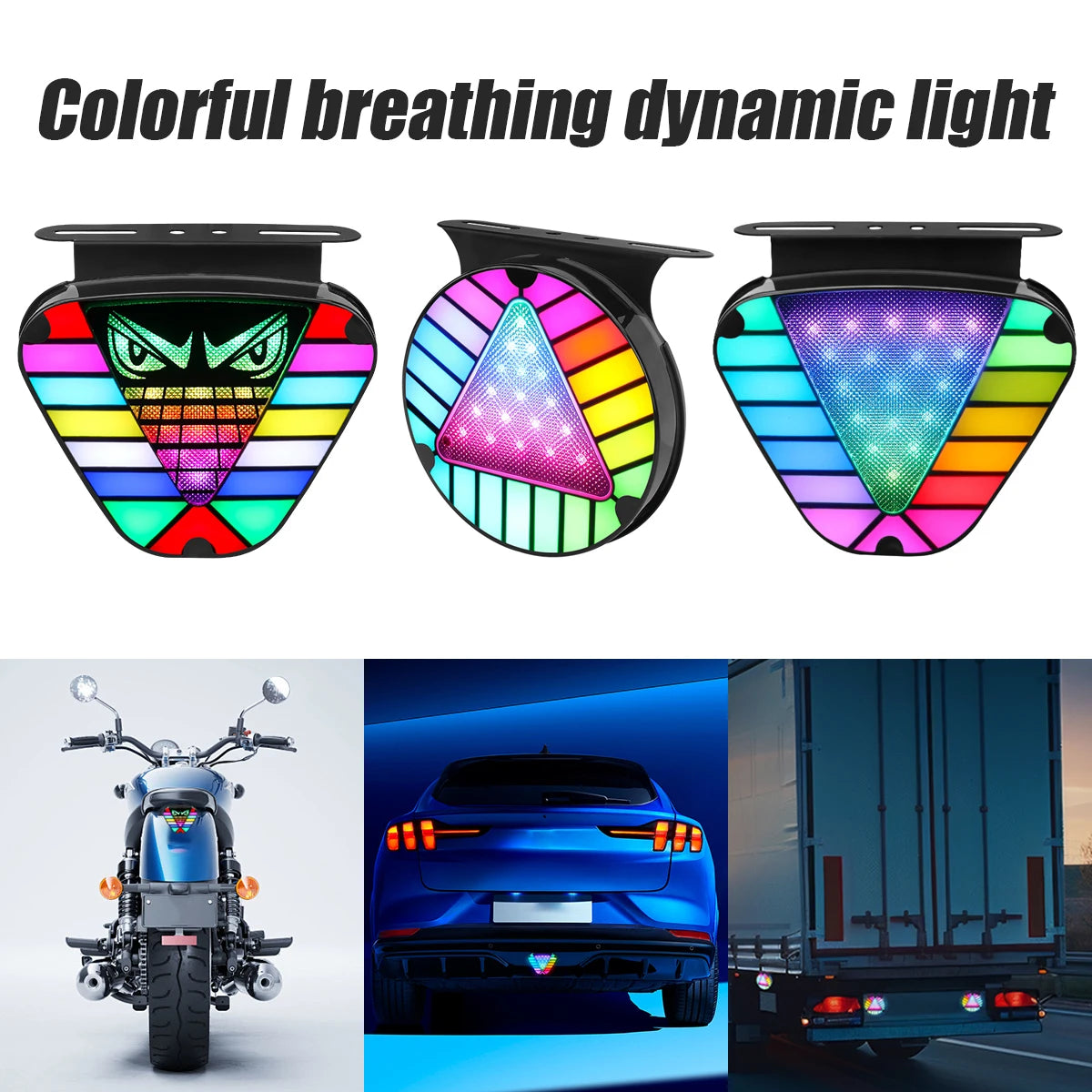 1/2pcs Truck Strobe Warning Light RGB Round/Triangle LED Tail Brake Lamp Rear Safety Flashing Signal Lamps Brake Flashing Light