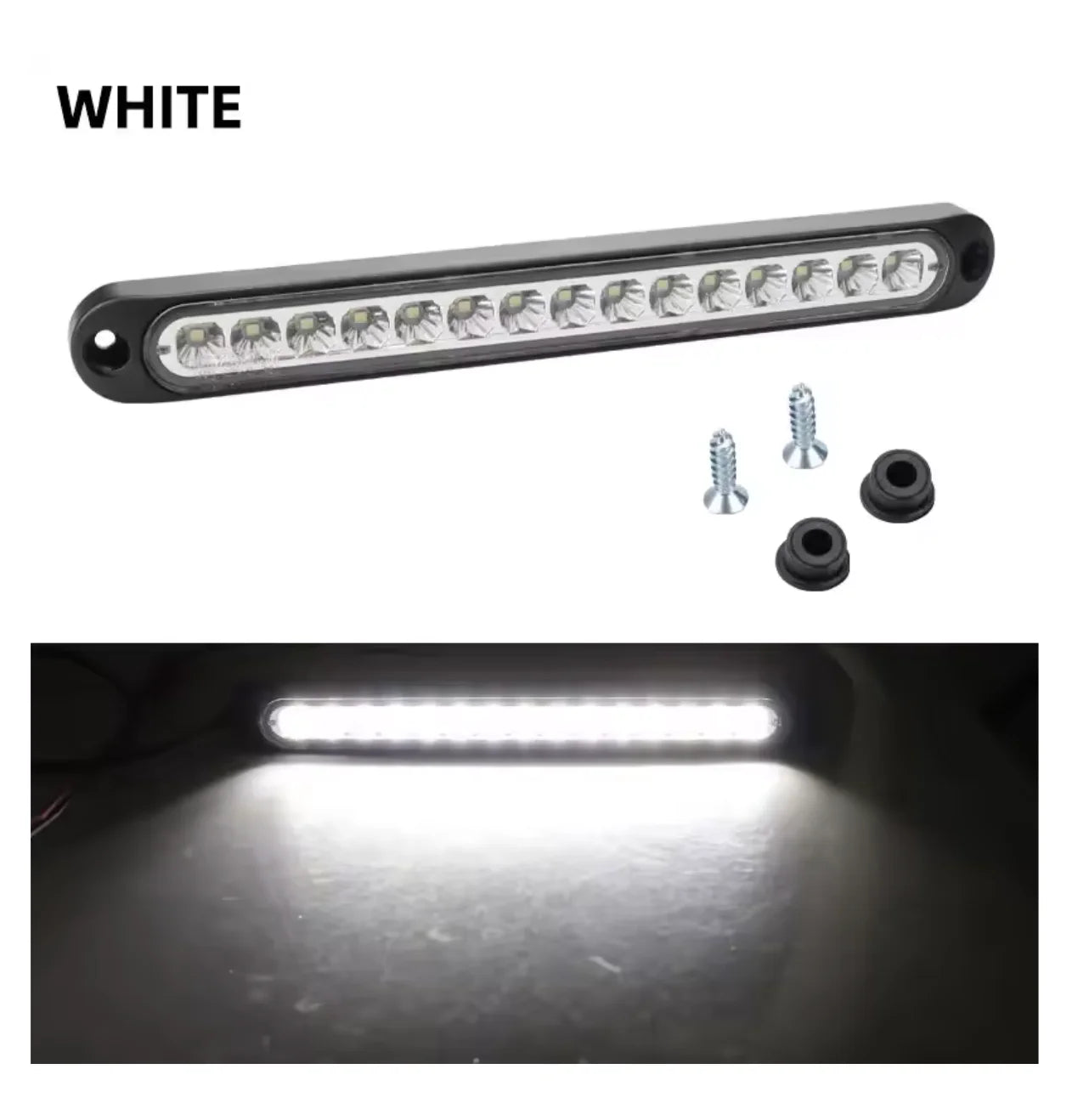Car Light Bar 15-LED, Multi-Function Brake/Signal/Side Marker/Turn Warning Rear Light for Truck SUV RV 12V/24V