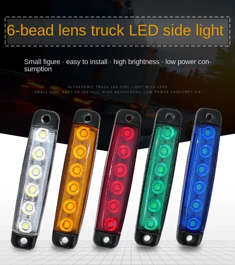 2/5/10pcs 12V 24V 6 LED Car External Lights Side Marker Indicator Warning Trailer Light Car Bus Truck Lorry Car light indicator