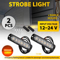 2Pcs Amber 6 LED Strobe Flash Lights Bars Car Motorcycle Truck Side Marker Light Emergency Warning Flashing Light 12V 24V