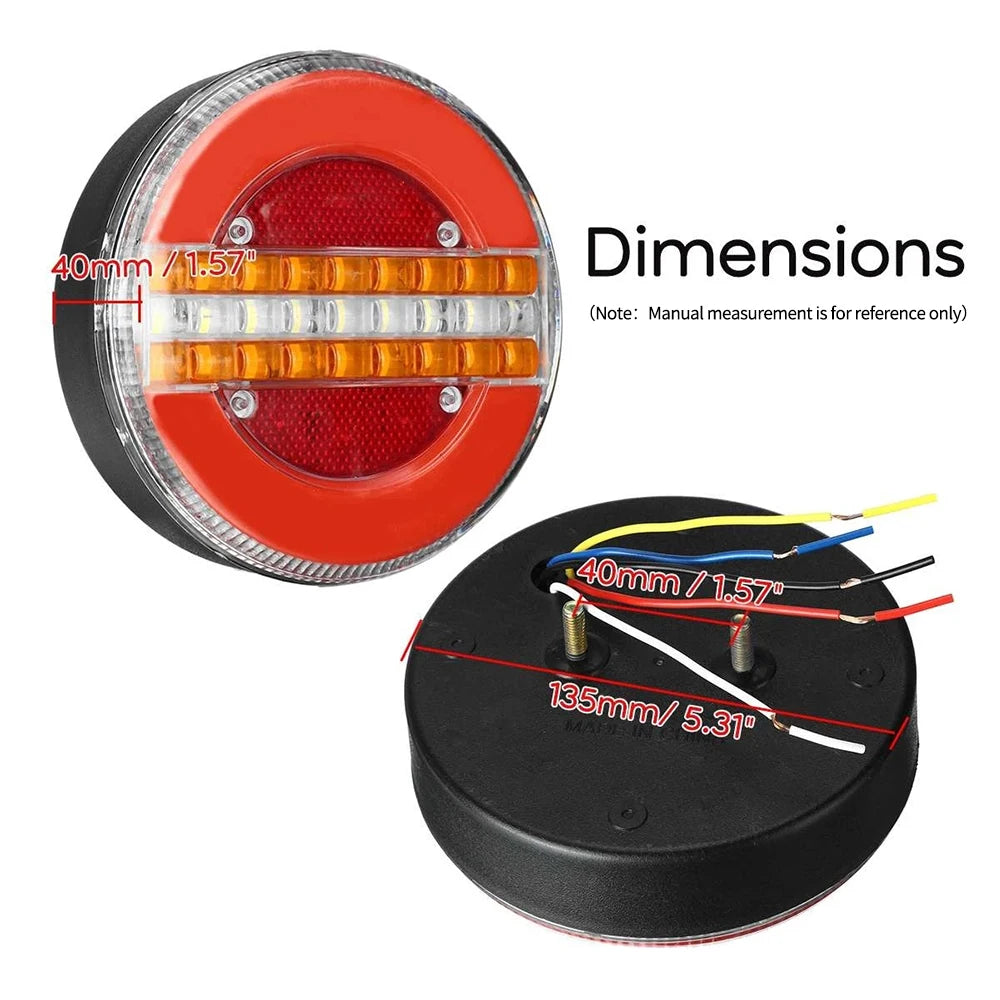 1PC 12V 24V LED Trailer Truck Rear Tail Light Taillight Reverse Brake Lights Car Boat Bus Caravan Flowing Turn Signal Lamp Tools