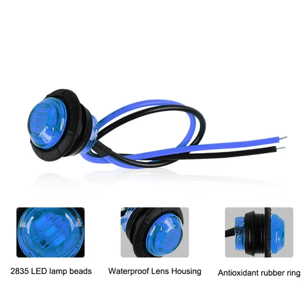 10pcs 24V 3 / 4 Inch Led Truck Side Marker Light Round Turn Light for Truck RV Car Bus Trailer Caravan Boat