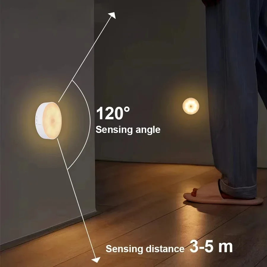 Motion Sensor USB Rechargeable LED Night Light Energy Efficient for Hallway Cabinet Closet Bedroom Stairs
