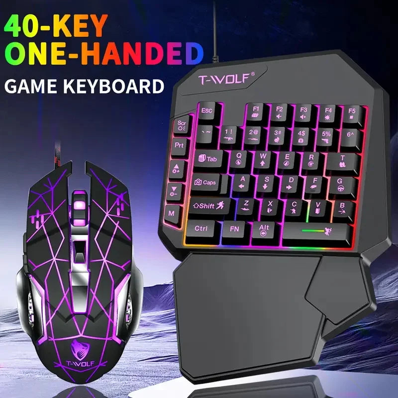 One-Handed Gaming Keyboard, 40-Key RGB Backlit Mechanical Feel Keypad