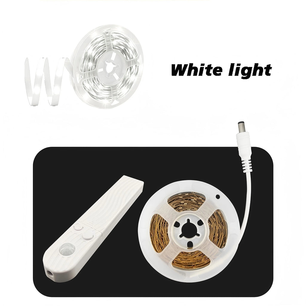 Motion-sensing LED light strip, powered by either USB or batteries (batteries not included). Suitable for bedrooms, staircases。