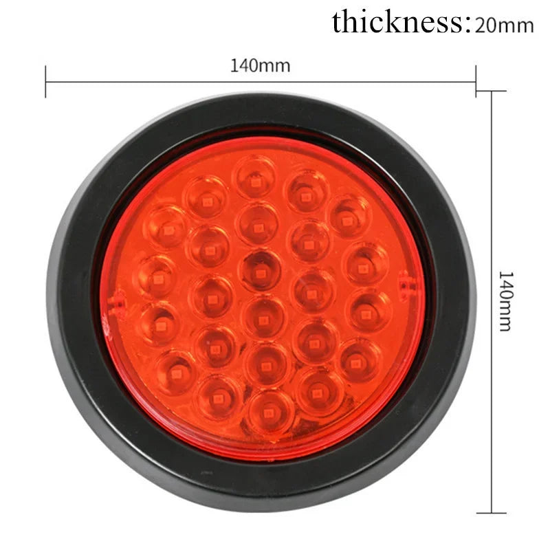 8Pcs 24V 24 LED Round Car Rear Tail Light Brake Stop Side Marker Turn Warning Indicator Lamp Truck Trailer Reflector ATV RV Bus