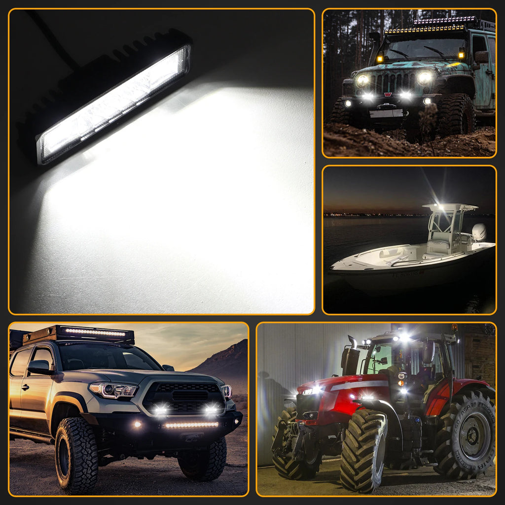 2X 4X 10X 6in 24 W Additional Headlights, Offroad Headlights, 12 V 24 V Reversing Lights for 4 X 4 Truck, Tractor, SUV, UTV
