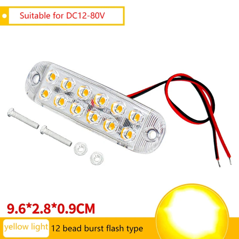 12 Led Strobe Side Warning Lights Strobe Grille Flashing Lightbar Car Truck Signal Lamp Traffic Lights 12V-80V