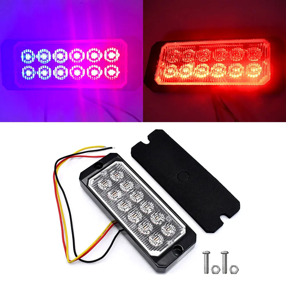 LED Flashing Warning Light Car Breakdown Emergency Lamp 12 LED 12V 24V Waterproof Truck Side Lights Police Strobe Signal Lights