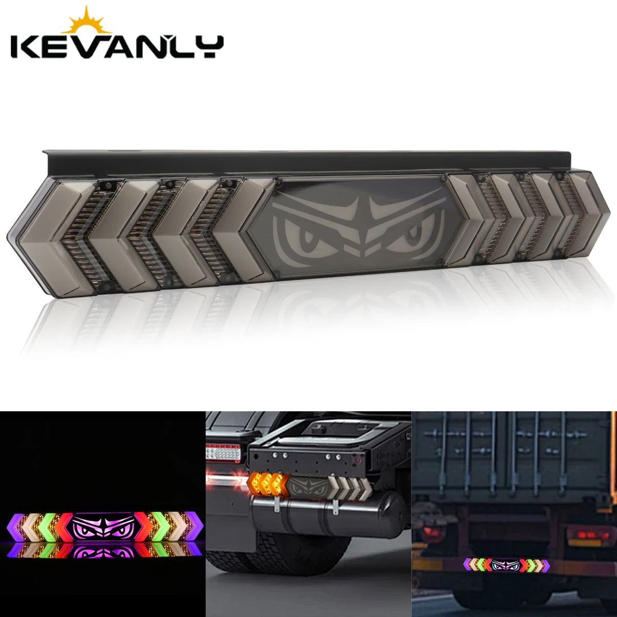 1PCS 12/24V Truck Tail Light RGB Flash Strobe Devil Eyes Indicator Lamp Brake Turn Signal Dynamic Flowing Brake Rear Taillight