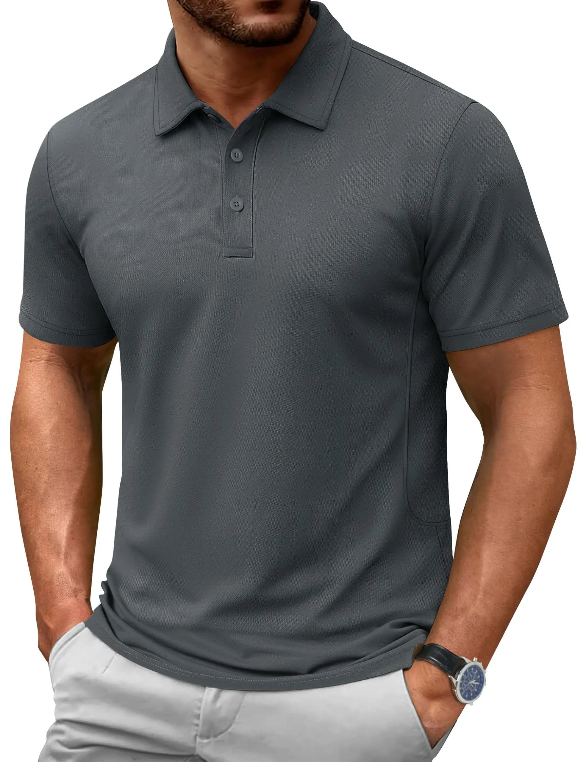 TACVASEN Summer 72% Cotton Polos T-shirts Mens Breathable Golf Polo T-Shirt Active Sport Hiking Tee shirts Casual Work Tops Male