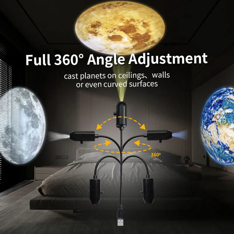 LED Star Galaxy Projector — Moon & Earth Wall Decor Night Light