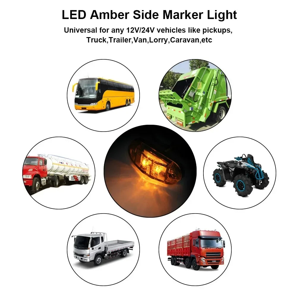 2PCS 12V 24V Truck Daytime Running lights DRL LED Lamps Warning Lights Side Marker Light LEDs Diode Light for Trailer