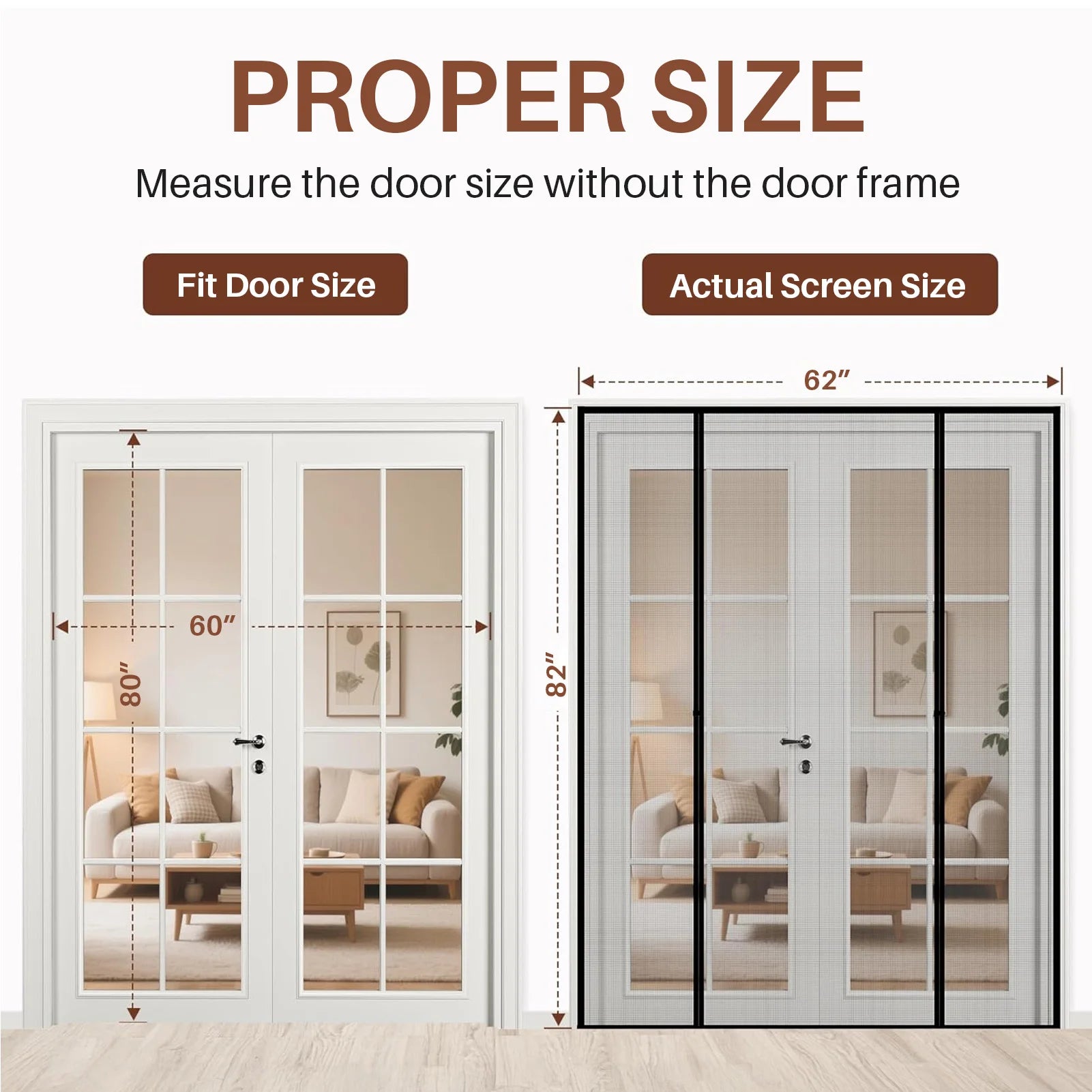 Magnetic Screen Doors for Sliding Doors Double-Sided Opening Screen Reinforced Mesh with Strong Magnets for French Patio Doors