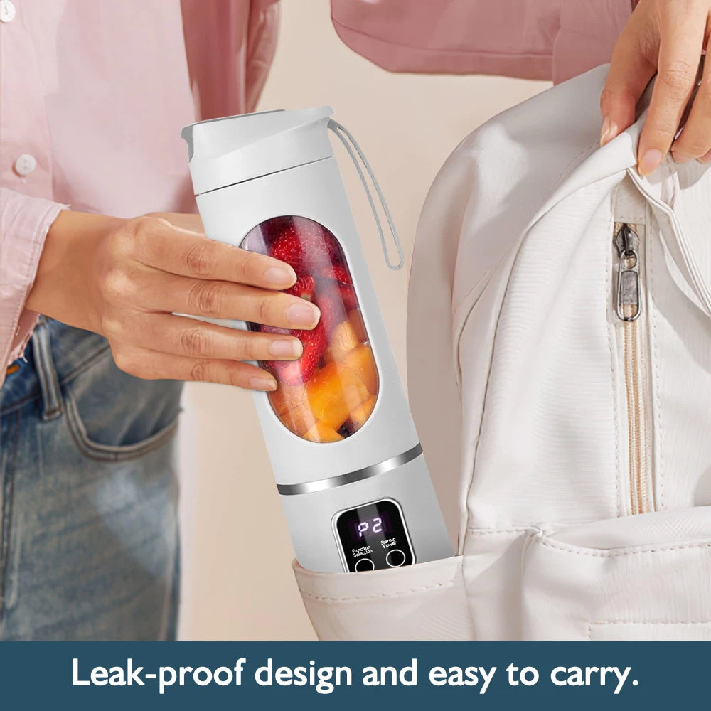 Portable Blender for Shakes and Smoothies 450ml BPA Free Travel Cup & Lid, Durable Stainless Steel Blades, Personal Smoothie