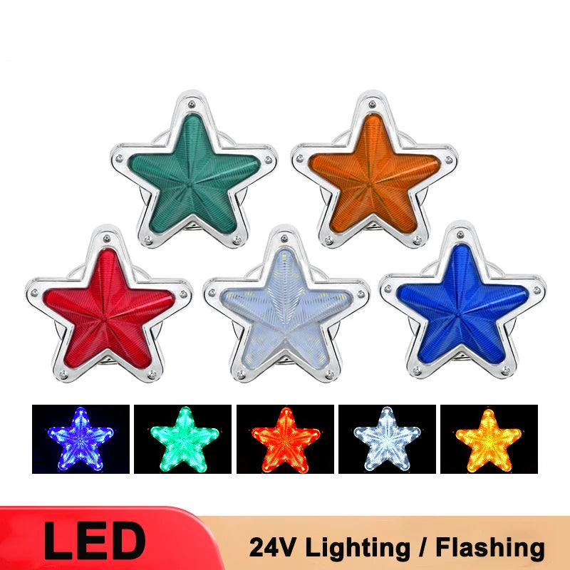Truck 24V Side Light LED Star Width Light Bus Tail Light Trailer Signal Light Decorative Flashing Strobe Warning Light